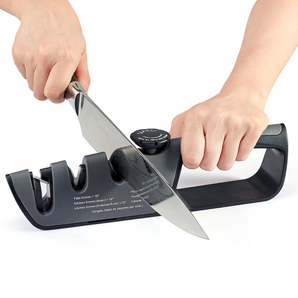 Afilador de cuchillos profesional 3-en-1 con perilla de ángulo ajustable