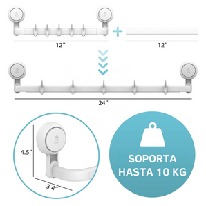 Soporte de toalla extensible de aluminio con ventosa al vacío