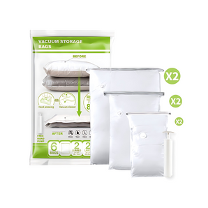 Set de bolsas de almacenamiento al vacío plano (6 bolsas más bomba manual)